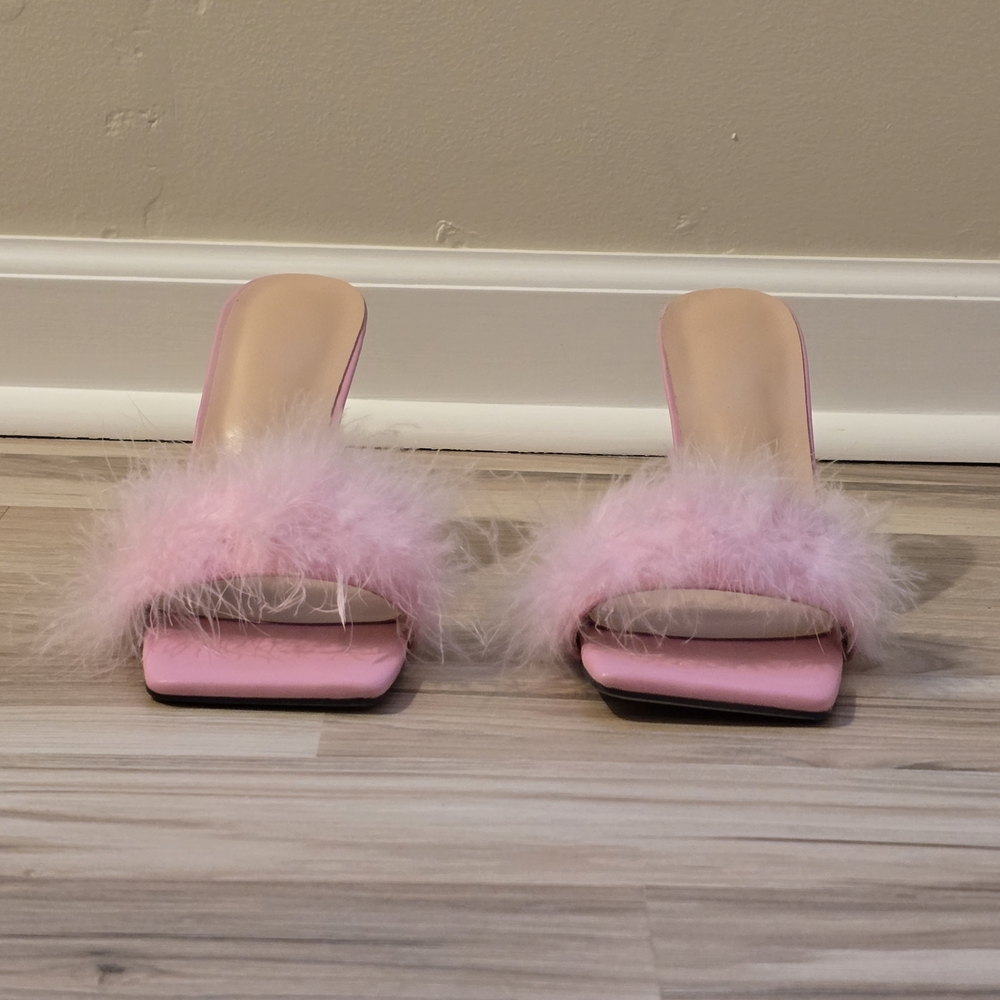 Pink Fluffy Women's Heels